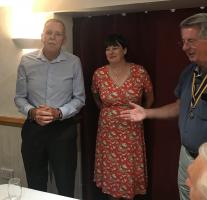 Peter being welcomed to the club by President Gordon and Rotarian Tracey,